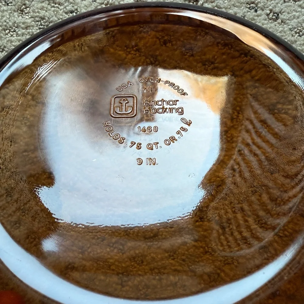 Vintage Anchor Hocking Amber Glass 9 Inch Baking Dish